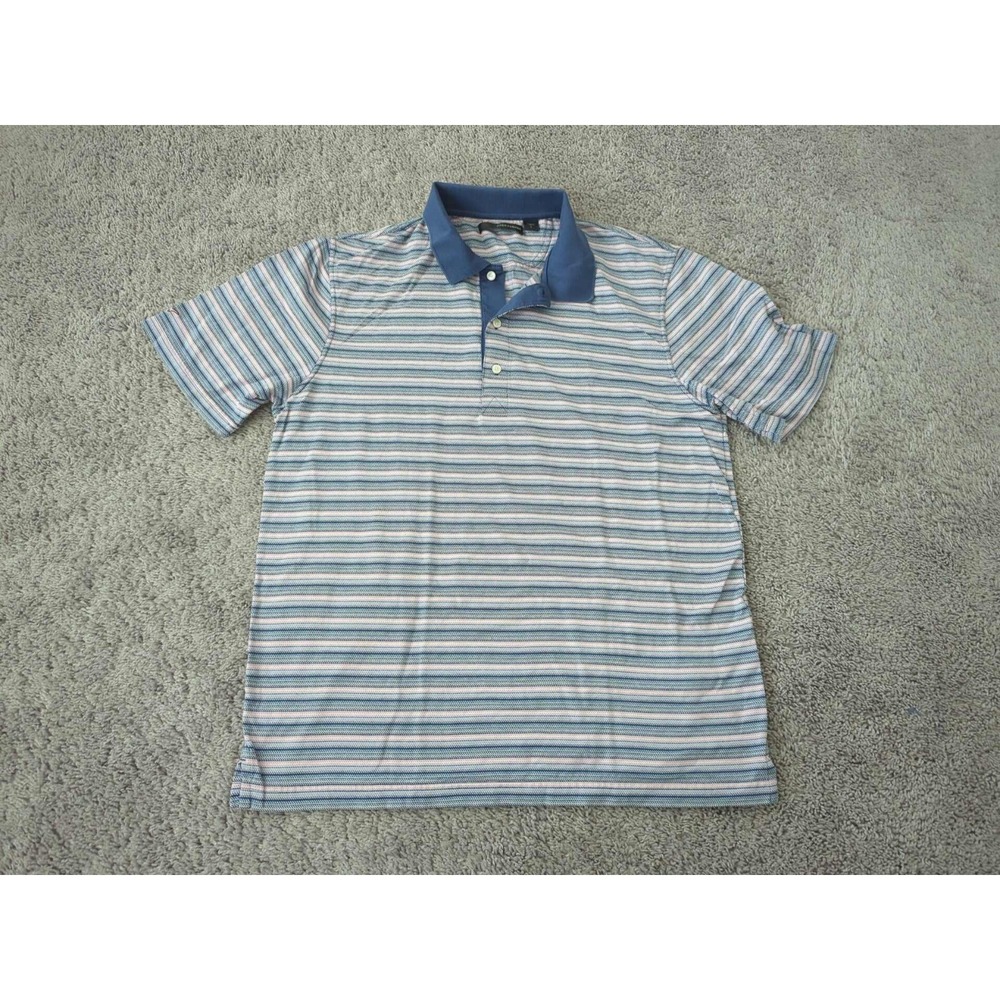 Greg Norman Polo Shirt Mens L Multi Striped Short Sleeve Golf Classic Y2k